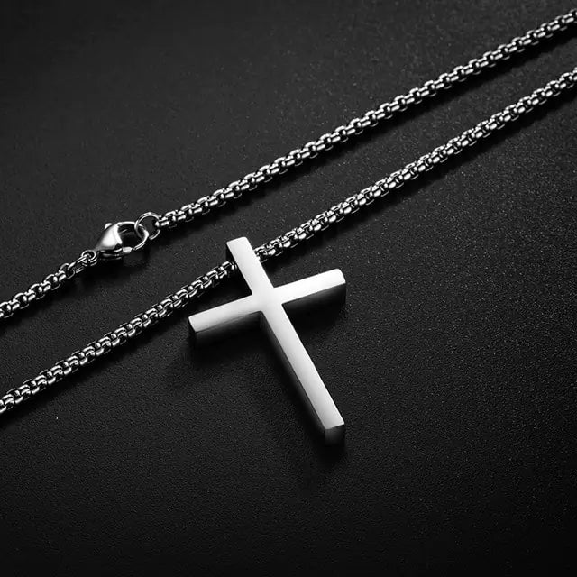 Silver Stainless Steel Cross Necklace