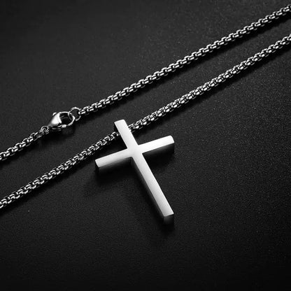 Silver Stainless Steel Cross Necklace