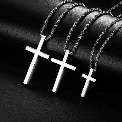 Silver Stainless Steel Cross Necklace