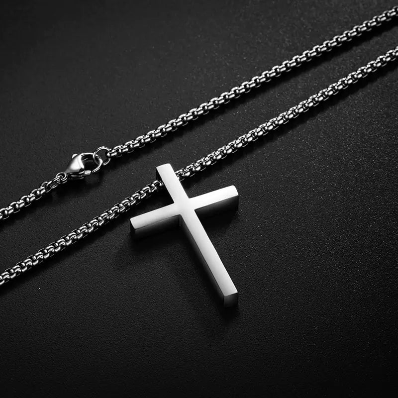 Silver Stainless Steel Cross Necklace