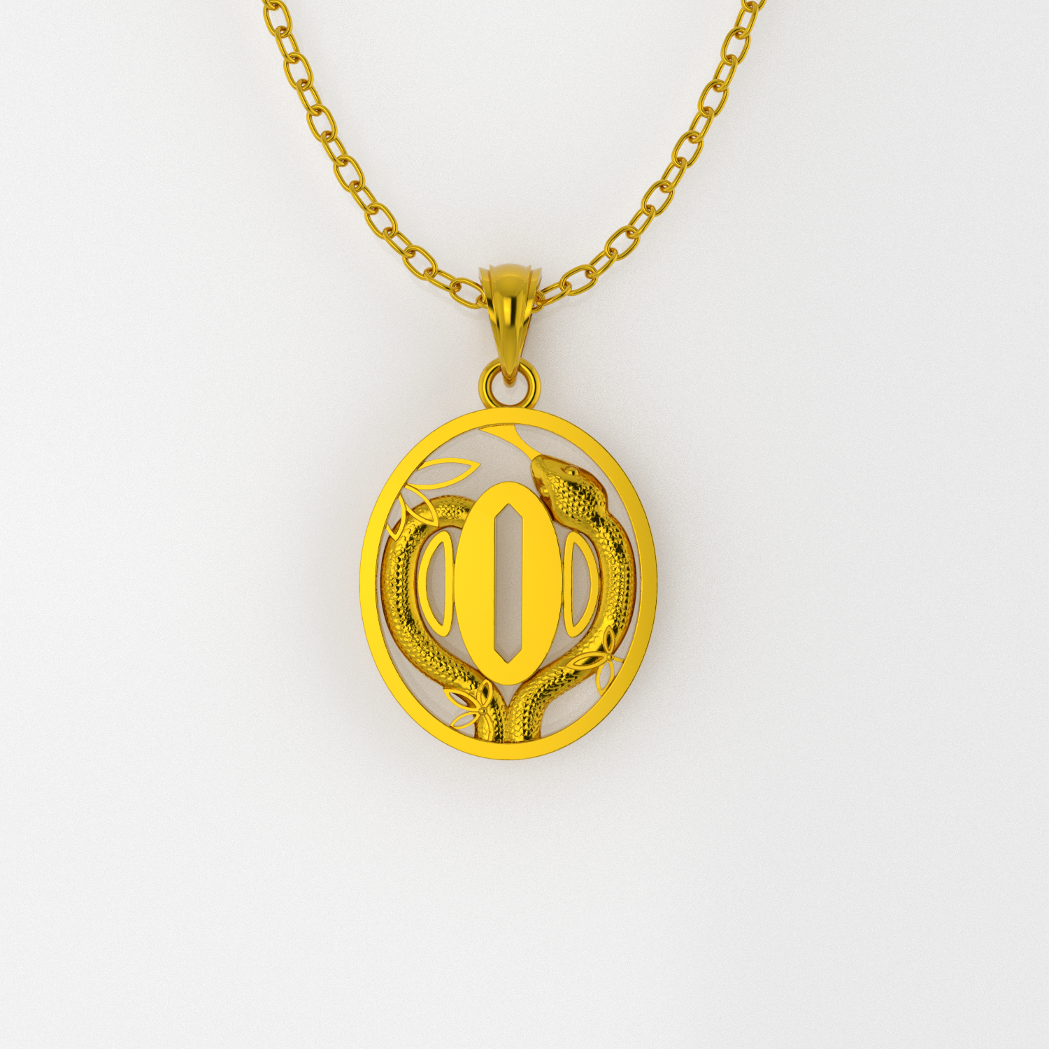 Gold Pisces zodiac pendant on a white background