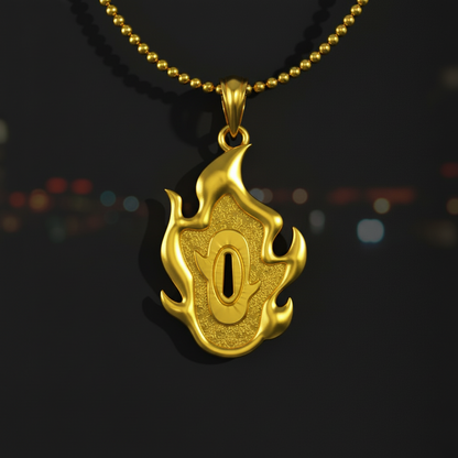 Flame Swordsman Handguard Pendant in 14K Gold