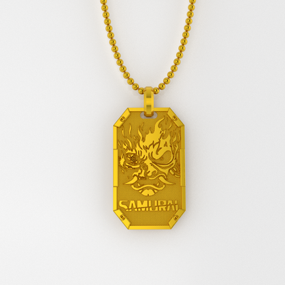 Colgante Edgerunner Chip en oro de 14 quilates y plata de ley 925 