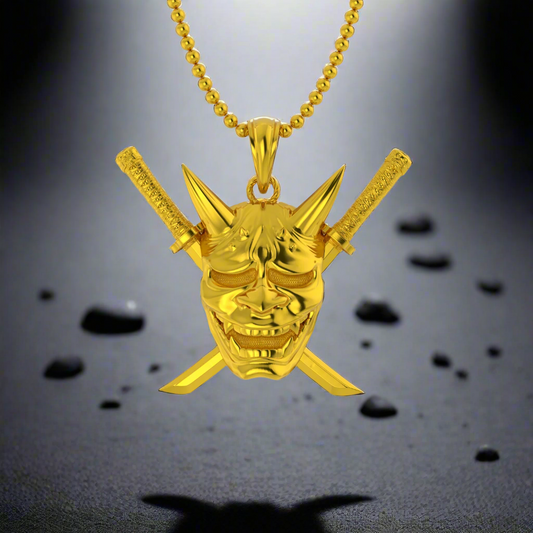 Samurai Oni Pendant in 14K Gold