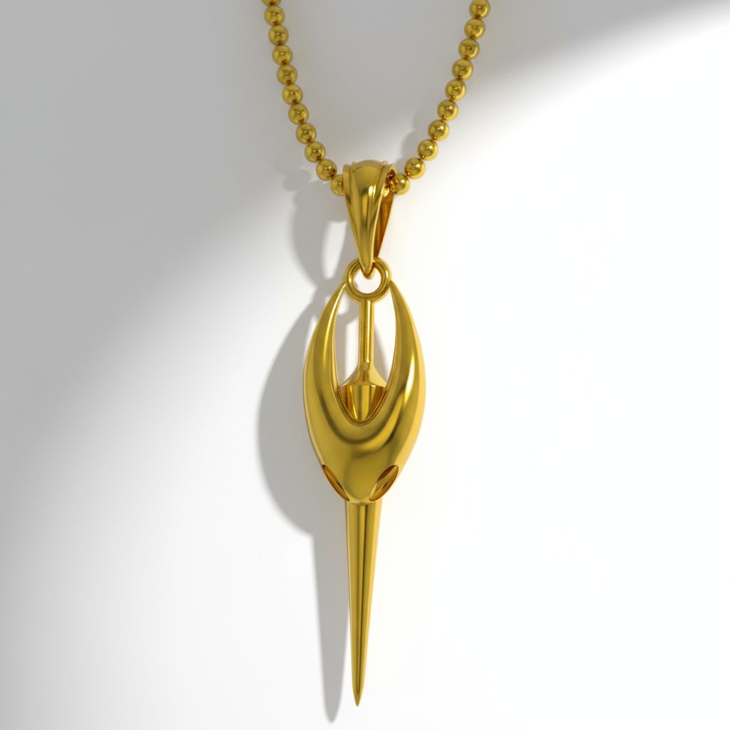 Gold pendant necklace on a white background