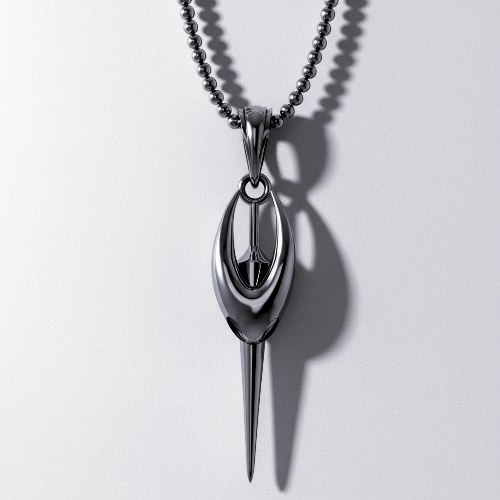 Silver pendant necklace on a white background