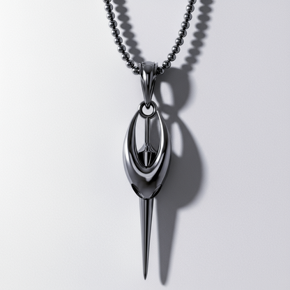 Silver pendant necklace on a white background