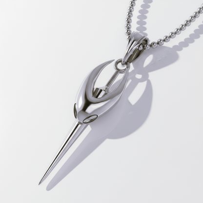 Silver pendant necklace on a white background