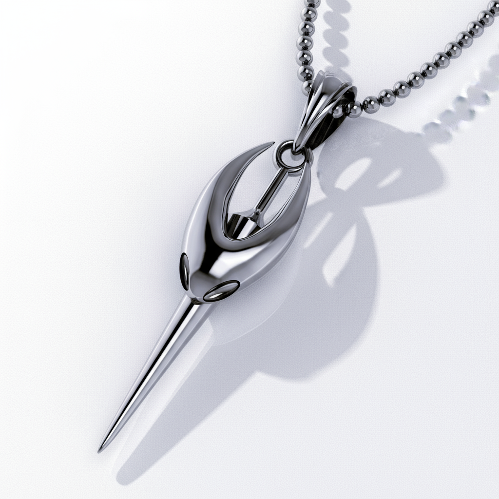 Silver pendant necklace on a white background