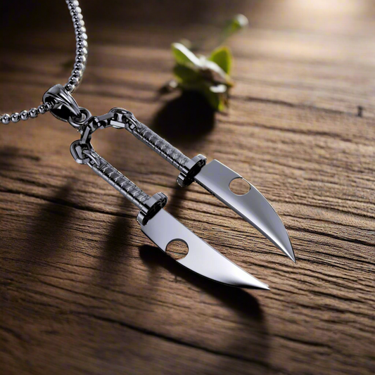 Tengen's Dual Nichirin Blades Pendant in Stainless Steel