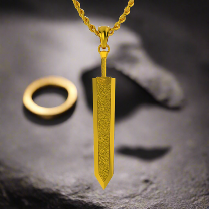 The Dragon Slayer Sword Pendant - Raw Iron in 14K Gold