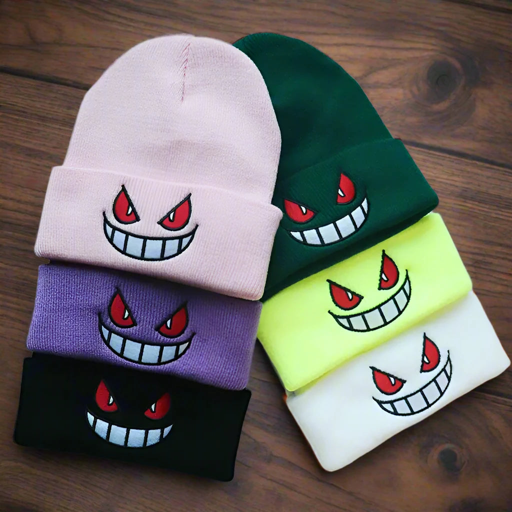 Cartoon Eyes Embroidered Anime Beanie