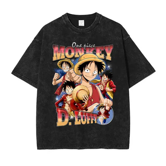 Camisetas Nami de gran tamaño, ropa de calle vintage lavada, camisetas de anime de una pieza, camisetas de manga corta, camisetas de Ace Sanji Luffy Zoro para hombre 